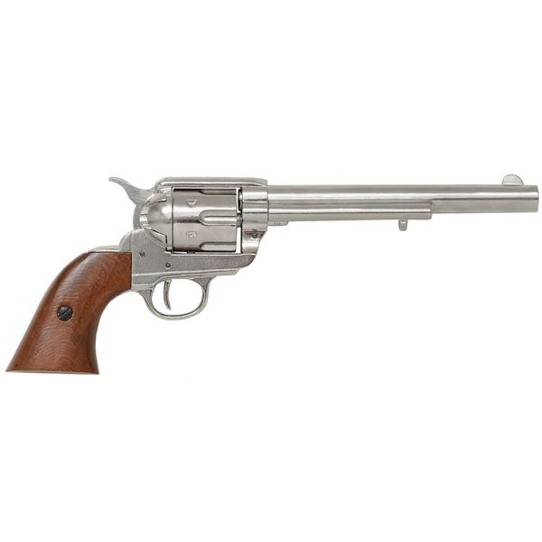 Colt Peacemaker With Wooden Handle Nickel Long Barrel