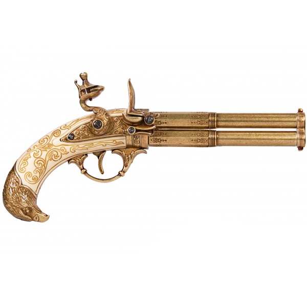 Revolving 2 Barrel Ivory Flintlock Pistol, France 18Th. C.